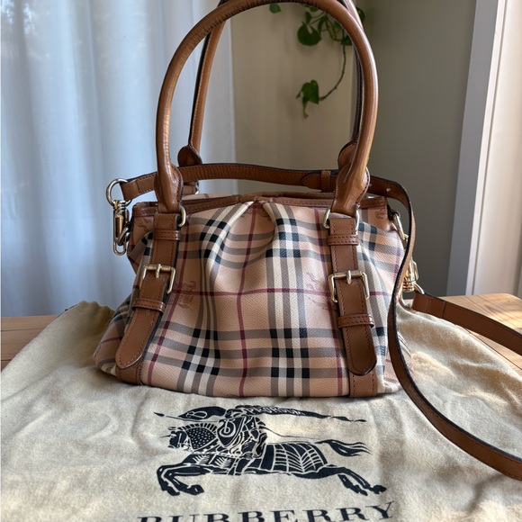 Burberry Handbags - Burberry Beige and Brown Checkered Satchel